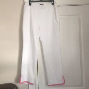 Willi Smith Ankle length white linen pants.